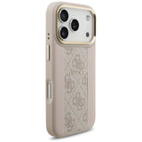 Husa pentru iPhone 17 Pro, Guess Hardcase 4G Stripe MagSafe (GUHMP17LPG4SEMCP), roz