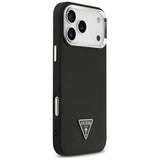 Husa pentru iPhone 17 Pro Max, Guess Grained Triangle Logo MagSafe (GUHMP17XPGTSPSK), negru