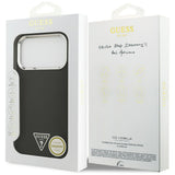 Husa pentru iPhone 17 Pro Max, Guess Grained Triangle Logo MagSafe (GUHMP17XPGTSPSK), negru