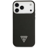 Husa pentru iPhone 17 Pro Max, Guess Grained Triangle Logo MagSafe (GUHMP17XPGTSPSK), negru