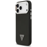 Husa pentru iPhone 17 Pro Max, Guess Grained Triangle Logo MagSafe (GUHMP17XPGTSPSK), negru