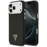 Husa pentru iPhone 17 Pro Max, Guess Grained Triangle Logo MagSafe (GUHMP17XPGTSPSK), negru