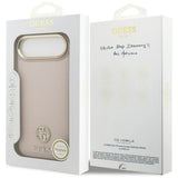Husa pentru iPhone 17 Air, Guess Grained Strass Logo MagSafe (GUHMP17MPGCRMDEP), roz