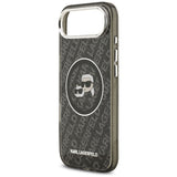 Husa pentru iPhone 17 Air, Karl Lagerfeld IML Glitter K&C Heads Logo MagSafe (KLHMP17MHMKBKCHOK), negru
