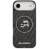 Husa pentru iPhone 17 Air, Karl Lagerfeld IML Glitter K&C Heads Logo MagSafe (KLHMP17MHMKBKCHOK), negru