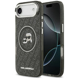 Husa pentru iPhone 17 Air, Karl Lagerfeld IML Glitter K&C Heads Logo MagSafe (KLHMP17MHMKBKCHOK), negru