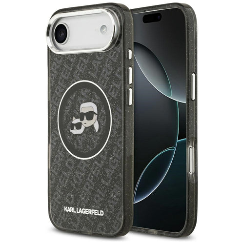 Husa pentru iPhone 17 Air, Karl Lagerfeld IML Glitter K&C Heads Logo MagSafe (KLHMP17MHMKBKCHOK), negru
