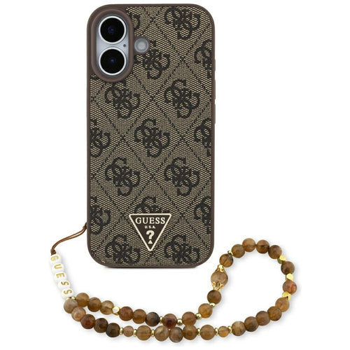 Husa pentru iPhone 17, Guess Hardcase 4G Strap Triangle Logo MagSafe (GUHMP17SP4TSDPPSW), maro