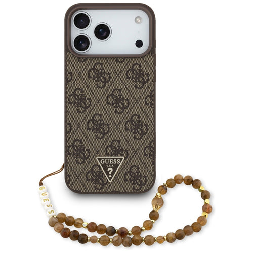 Husa pentru iPhone 17 Pro Max, Guess Hardcase 4G Strap Triangle Logo MagSafe (GUHMP17XP4TSDPPSW), maro