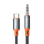 Cablu audio Mcdodo Castle (CA-0820), Type-C to Jack 3.5mm, Nylon Braided, 1.2m, negru;gri;portocaliu