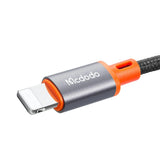 Cablu audio Mcdodo Castle (CA-0780), Lightning to Jack 3.5mm, Nylon Braided, 1.2m, negru;gri;portocaliu