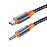 Cablu audio Mcdodo (CA-0900), Type-C to Jack 3.5mm, Coil Design, Nylon Braided, 1.8m, negru;gri;portocaliu