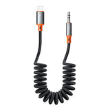 Cablu audio Mcdodo (CA-0890), Lightning to Jack 3.5mm, Coil Design, Nylon Braided, 1.8m, negru;gri;portocaliu