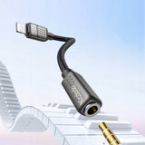 Adaptor Mcdodo, Audio ca 5010 Lightning Male to Jack 3 5mm Female Nylon Braided 0 11m Koff A3d2de, Negru
