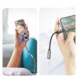 Adaptor Mcdodo, Audio ca 5010 Lightning Male to Jack 3 5mm Female Nylon Braided 0 11m Koff A3d2de, Negru