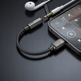 Adaptor Mcdodo, Audio ca 5010 Lightning Male to Jack 3 5mm Female Nylon Braided 0 11m Koff A3d2de, Negru