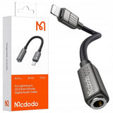 Adaptor Mcdodo, Audio ca 5010 Lightning Male to Jack 3 5mm Female Nylon Braided 0 11m Koff A3d2de, Negru