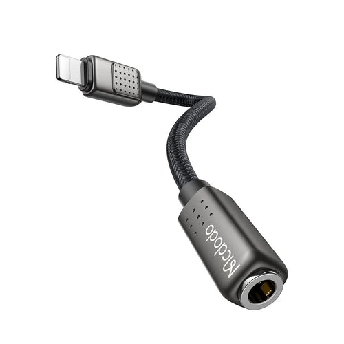 Adaptor Mcdodo, Audio ca 5010 Lightning Male to Jack 3 5mm Female Nylon Braided 0 11m Koff A3d2de, Negru