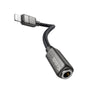 Adaptor Mcdodo, Audio ca 5010 Lightning Male to Jack 3 5mm Female Nylon Braided 0 11m Koff A3d2de, Negru