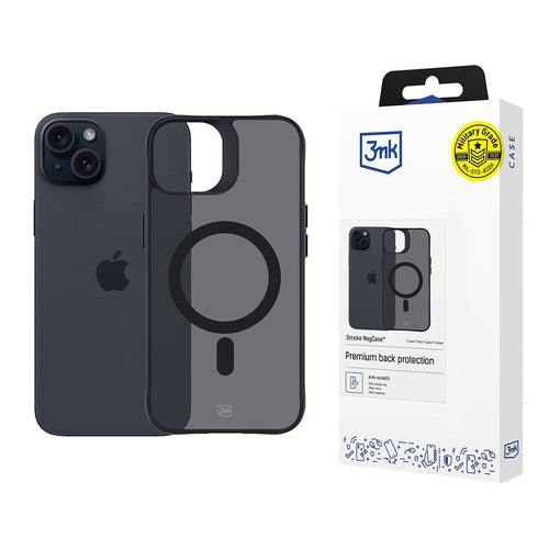 Husa pentru iPhone 15, 3mk Smoke MagCase, negru