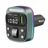 Modulator FM Techsuit EchoDrive (MFM3), Dual PD35W, Bluetooth V5.4, U-Disk to Play Music, Bass Setting, negru;verde deschis