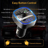 Modulator FM Techsuit JamLink (MFM2), Dual USB, SD Card, Albastru Ambient Ring Light, Ultra-Compact Design, Bluetooth, negru