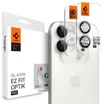 Folie de protectie pentru iPhone 16, Spigen (2 pack) Optik.tR EZ Fit Pro Camera Glass (AGL10126)
