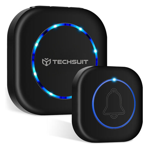 Techsuit Premium Wireless Doorbell Buzzzly (SU1), Waterproof, 38 Unique Tune, 4 Volume Levels, 5 Modes Music/Flash, Negru