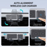 Suport auto Techsuit Premium cu Incarcare Wireless ModoDock (SW1), pentru Grila ventilatie, 90A° Intelligent Rotatie, 15W, negru