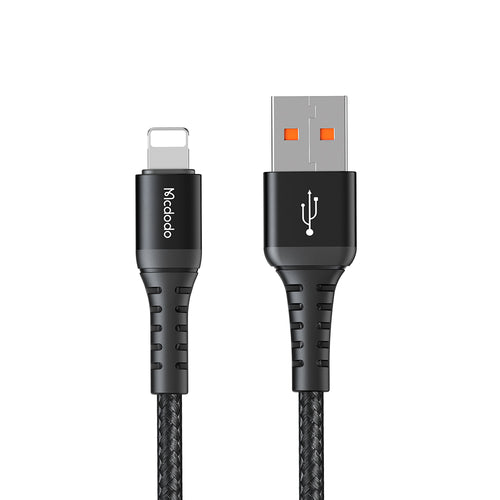 Cablu Mcdodo de date (CA-2261), USB to Lightning, Nylon Braided, Aliaj aluminiu, 3A, 1m, negru