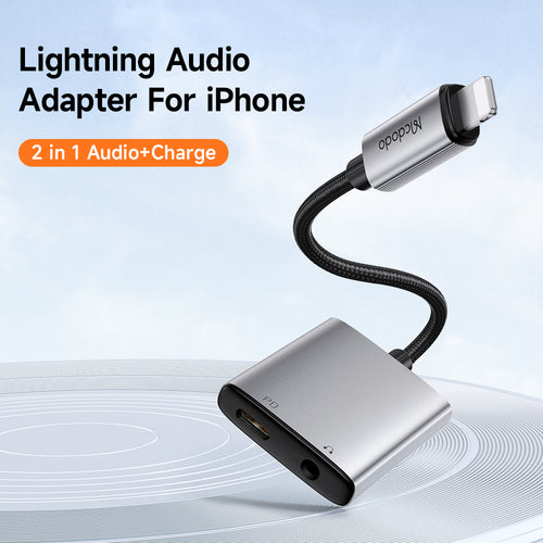 Adaptor Mcdodo Audio Adapter Wales Series (CA-5540), Lightning to Lightning, DC 3.5mm, Aluminum Alloy, Nylon, 5V/2A