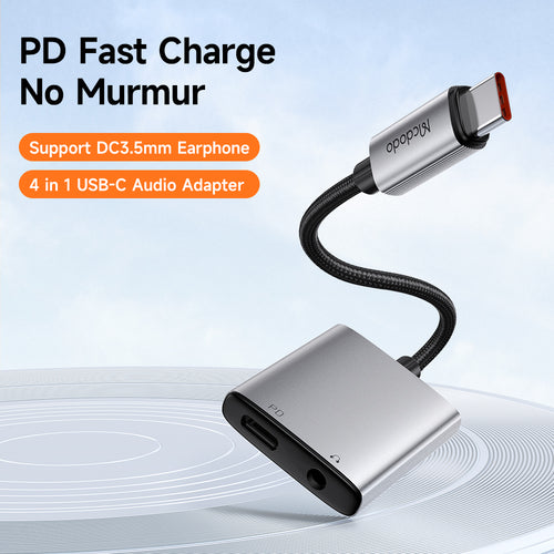Adaptor Mcdodo Audio Adapter Wales Series (CA-5050), Type-C to Type-C, DC 3.5mm, Aluminum Alloy, Nylon, PD60W, 12.5cm