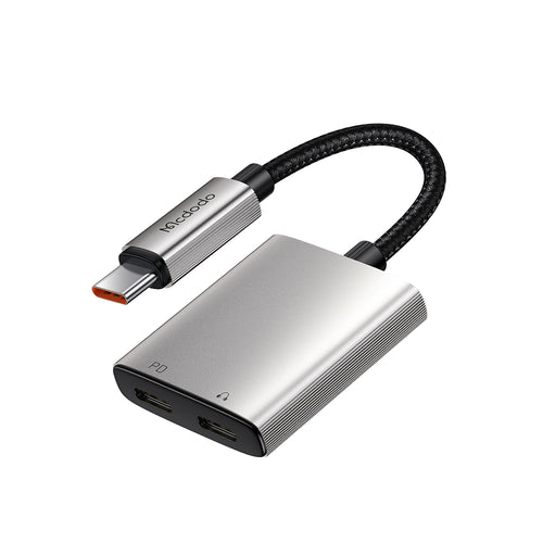 Adaptor Mcdodo Audio Adapter Wales Series (CA-5570), Type-C to Type-C, Aluminum Alloy, Nylon, High Resolution, PD60W