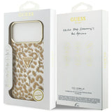 Husa pentru iPhone 17 Pro Max, Guess Leopard Glitter MagSafe (GUHMP17XHLEGTGLW), maro