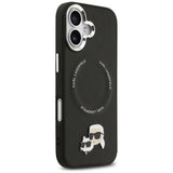 Husa pentru iPhone 17, Karl Lagerfeld Leather K&C Pins MagSafe (KLHMP17SPSMLRKCK), negru