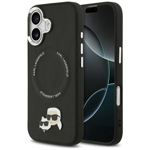 Husa pentru iPhone 17, Karl Lagerfeld Leather K&C Pins MagSafe (KLHMP17SPSMLRKCK), negru