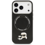 Husa pentru iPhone 17 Pro, Karl Lagerfeld Leather K&C Pins MagSafe (KLHMP17LPSMLRKCK), negru
