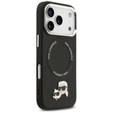 Husa pentru iPhone 17 Pro, Karl Lagerfeld Leather K&C Pins MagSafe (KLHMP17LPSMLRKCK), negru