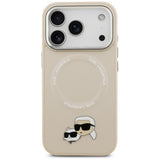 Husa pentru iPhone 17 Pro, Karl Lagerfeld Leather K&C Pins MagSafe (KLHMP17LPSMLRKCE), maro