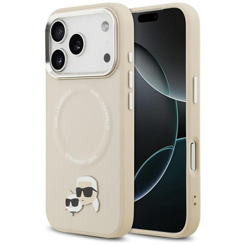 Husa pentru iPhone 17 Pro, Karl Lagerfeld Leather K&C Pins MagSafe (KLHMP17LPSMLRKCE), maro