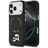 Husa pentru iPhone 17 Pro Max, Karl Lagerfeld Leather K&C Pins MagSafe (KLHMP17XPSMLRKCK), negru