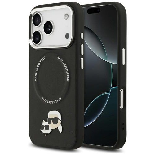 Husa pentru iPhone 17 Pro Max, Karl Lagerfeld Leather K&C Pins MagSafe (KLHMP17XPSMLRKCK), negru