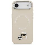 Husa pentru iPhone 17 Air, Karl Lagerfeld Leather K&C Pins MagSafe (KLHMP17MPSMLRKCE), maro
