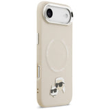 Husa pentru iPhone 17 Air, Karl Lagerfeld Leather K&C Pins MagSafe (KLHMP17MPSMLRKCE), maro