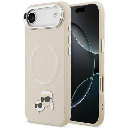 Husa pentru iPhone 17 Air, Karl Lagerfeld Leather K&C Pins MagSafe (KLHMP17MPSMLRKCE), maro