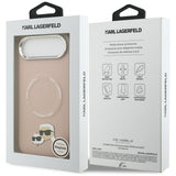 Husa pentru iPhone 17 Air, Karl Lagerfeld Leather Karl & Choupette Pins MagSafe (KLHMP17MPSMLRKCP), roz