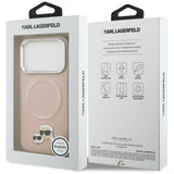 Husa pentru iPhone 17 Pro, Karl Lagerfeld Leather Karl & Choupette Pins MagSafe (KLHMP17LPSMLRKCP), roz
