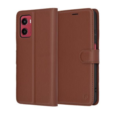 Husa pentru Motorola Moto G05, Techsuit Leather Folio, maro