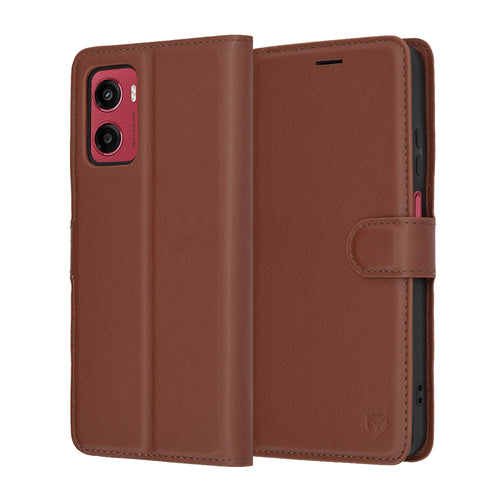 Husa pentru Motorola Moto G05, Techsuit Leather Folio, maro