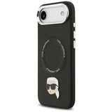Husa pentru iPhone 17 Air, Karl Lagerfeld Leather Karl Pin MagSafe (KLHMP17MPSMLRKLK), negru